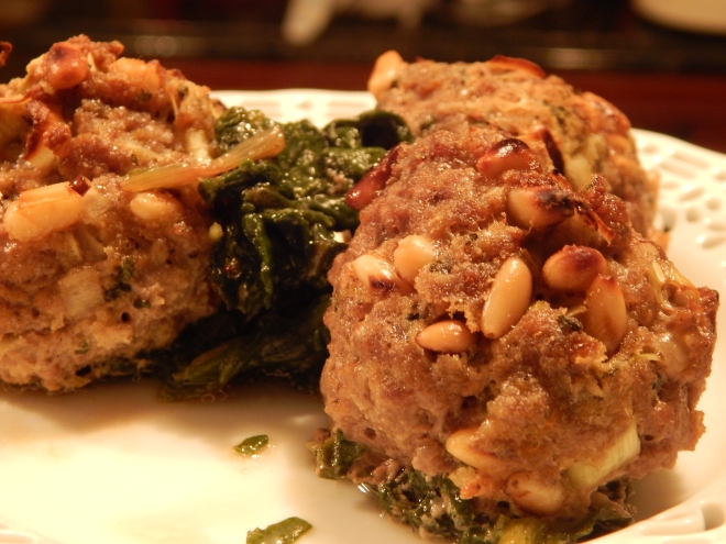Lamb Meatballs with Pine Nuts ans Swiss Chard