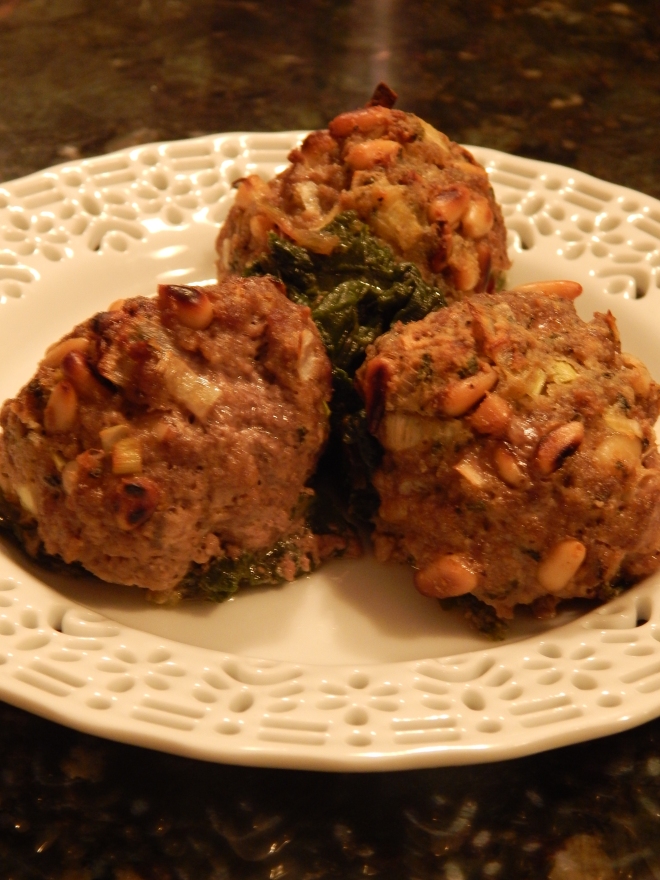 Lamb Meatballs with Pine Nuts and Swiss Chard