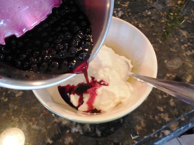 Making Blueberry Frozen Yogurt with Sheep's Milk Yogurt