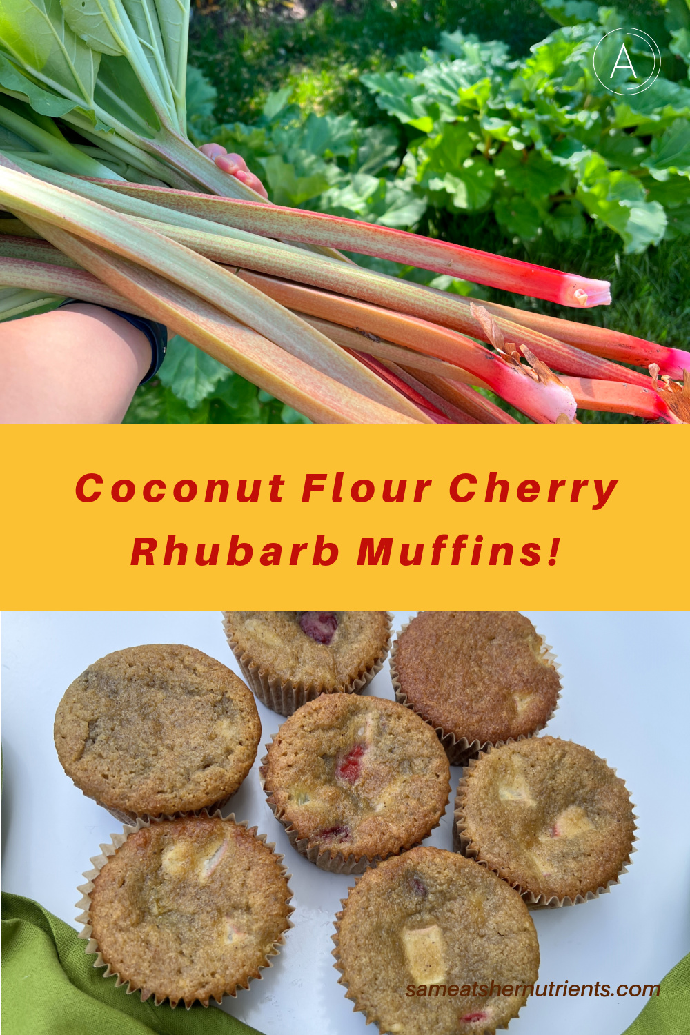 Coconut Flour Cherry Rhubarb Muffins